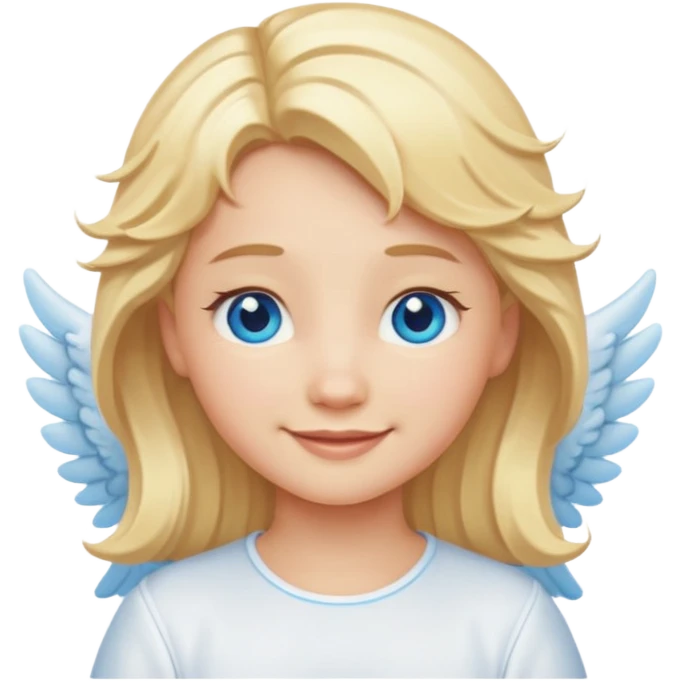 angel emoji blonde hair, blue eyes and smiling emoji