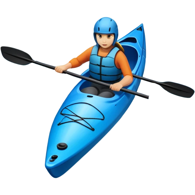 An icon showing a close-up of a sleek kayak with double-bladed paddles gliding through water. Splashes surround the boat as it cuts across a calm surface, symbolizing speed and focus. Transparent background emphasizes the dynamic and personal nature of kayak paddling. emoji