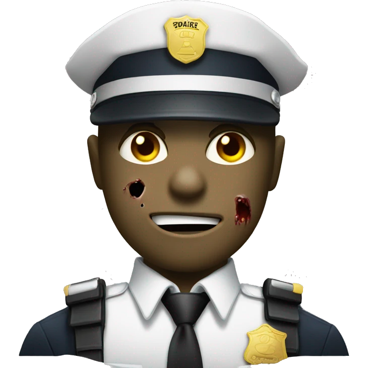 Cop as a zombie and hole in his face emoji
