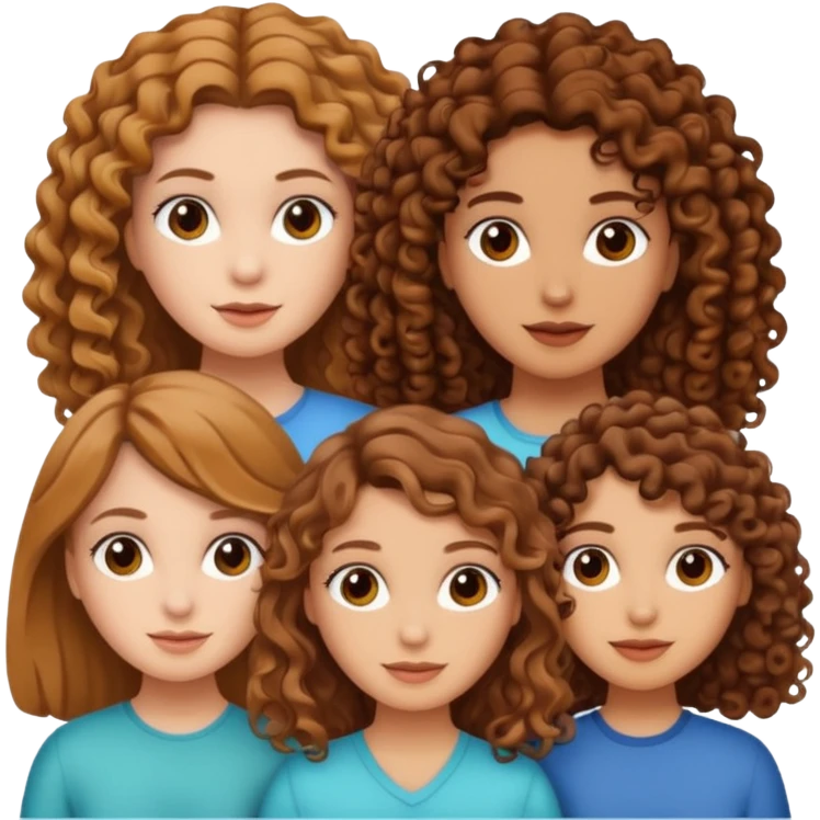 Three white girls, all of off this with brown hair but one whit straight one whit curly and one whit very curly(aesthetic) emoji