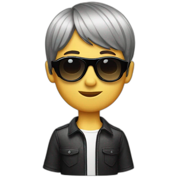 boy with Center Parting Bowl Cut hair wearing cool sunglasses emoji