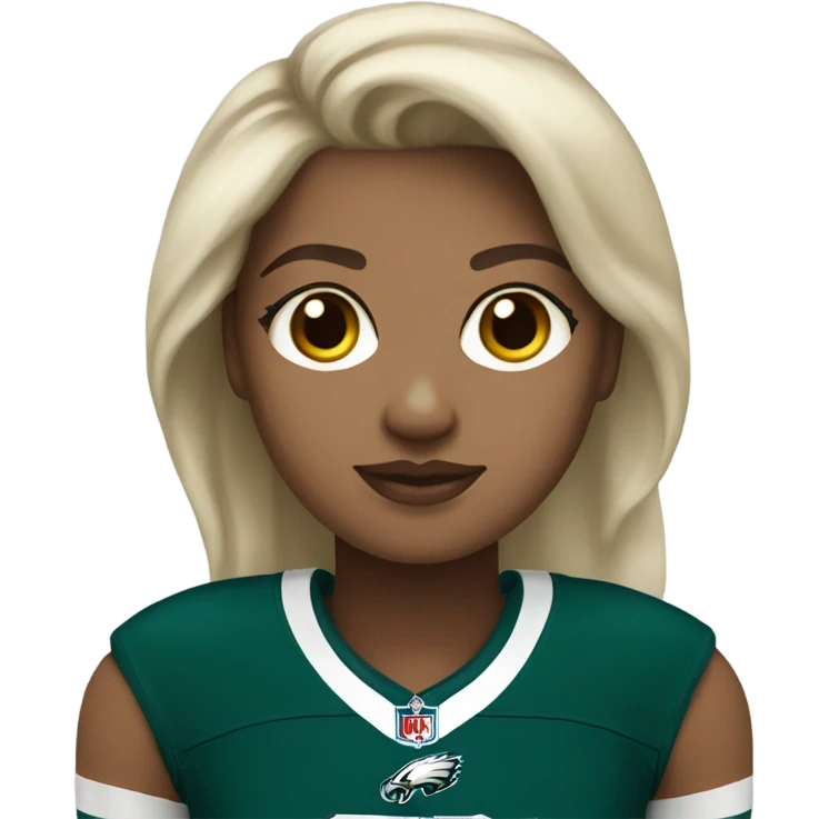 Light skin female wearing Philadelphia Eagles jersey emoji