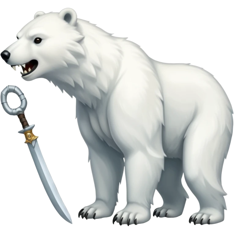 Polar bear with saber fangs and a wolf’s tail; full body emoji