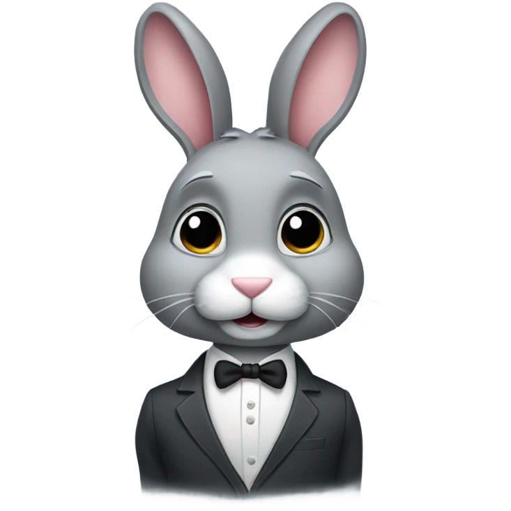 Grey bunny in a suit emoji