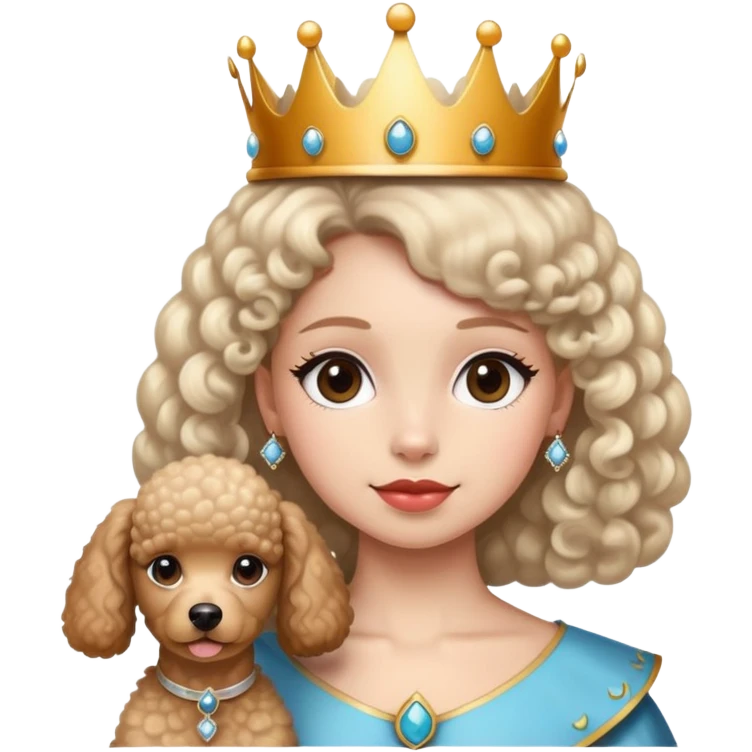 Poodle with crown on its head girl emoji