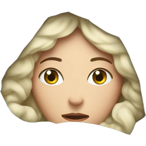 white woman face with ice and cold around it, snuggled in blanket emoji