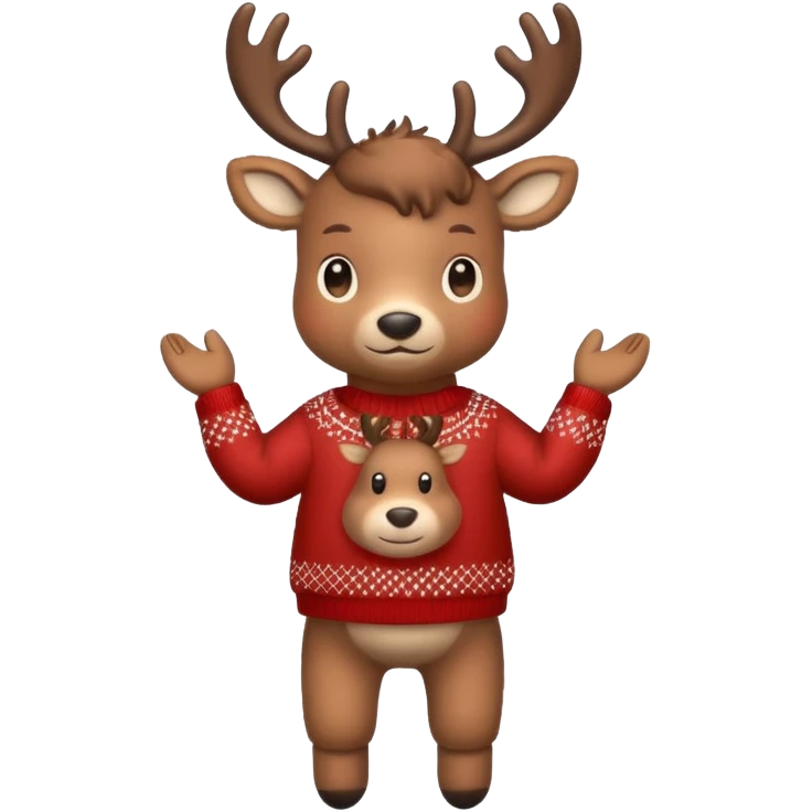 reindeer baby  cute, full body , in a christmas sweater emoji