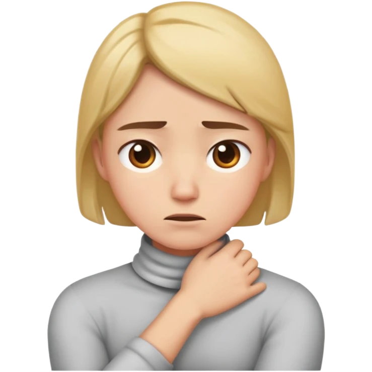 Crossed arms on neck with irritated face emoji