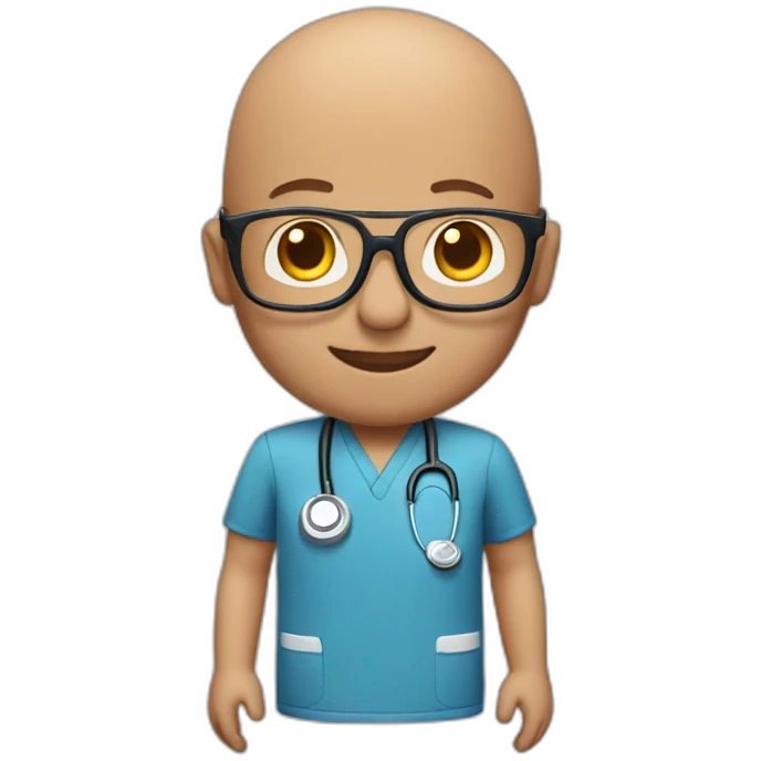 50-year-old bald male nurse with glasses emoji