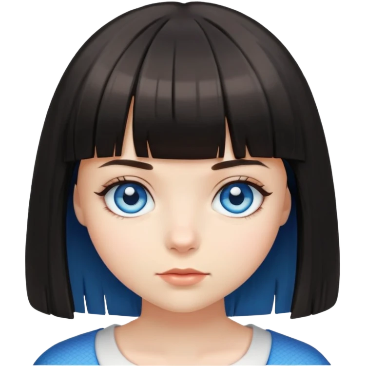 Girl with bob cut, blue eyes and hair bangs emoji