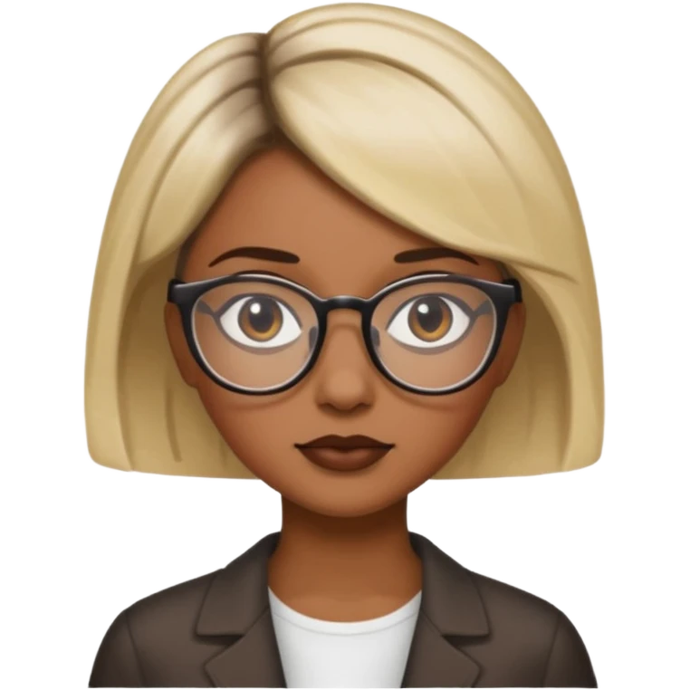 женщина с короткими светлыми волосами и темными корнями в очках и карими глазами emoji