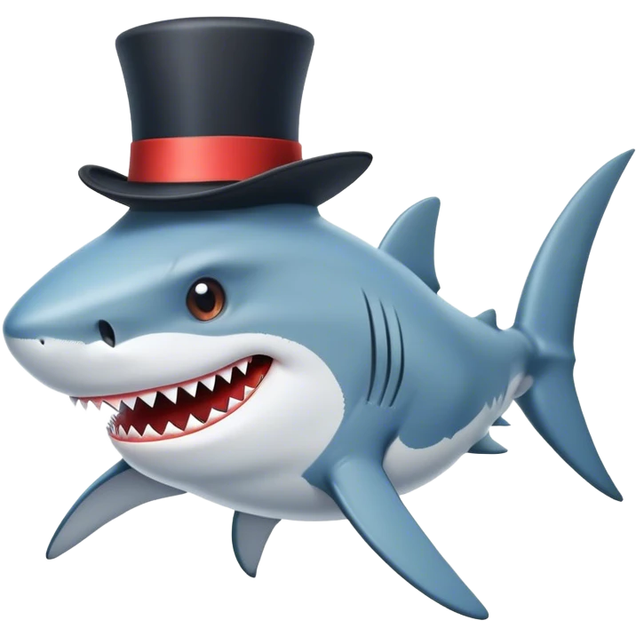 Shark with a top hat emoji