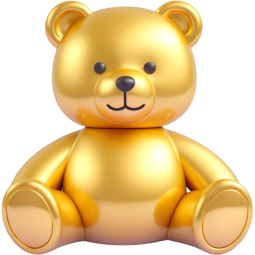 gold teddybear, metallic, shiny emoji