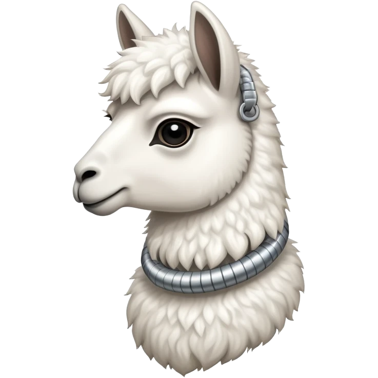 white llama with a steel resilient coil around the neck emoji