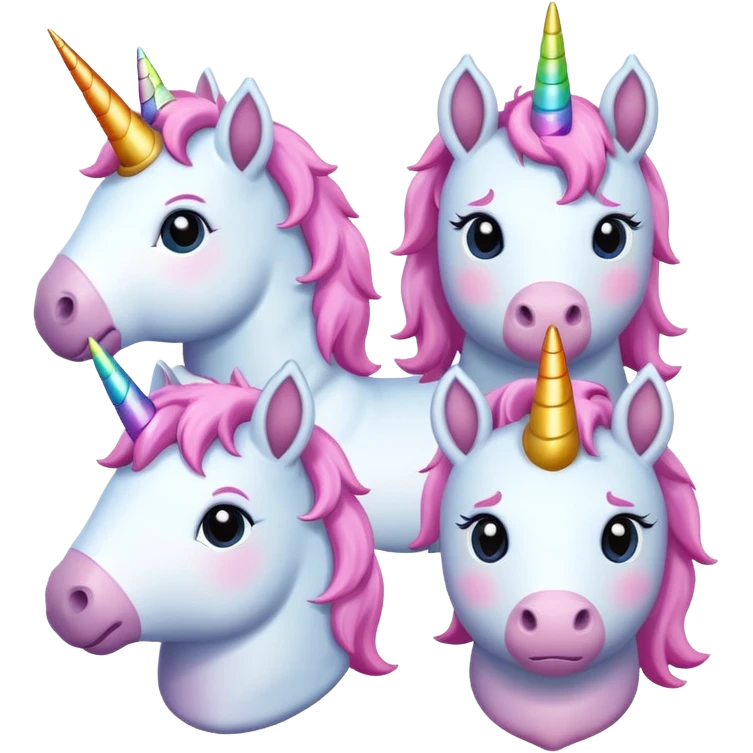 4 unicorns cute emoji