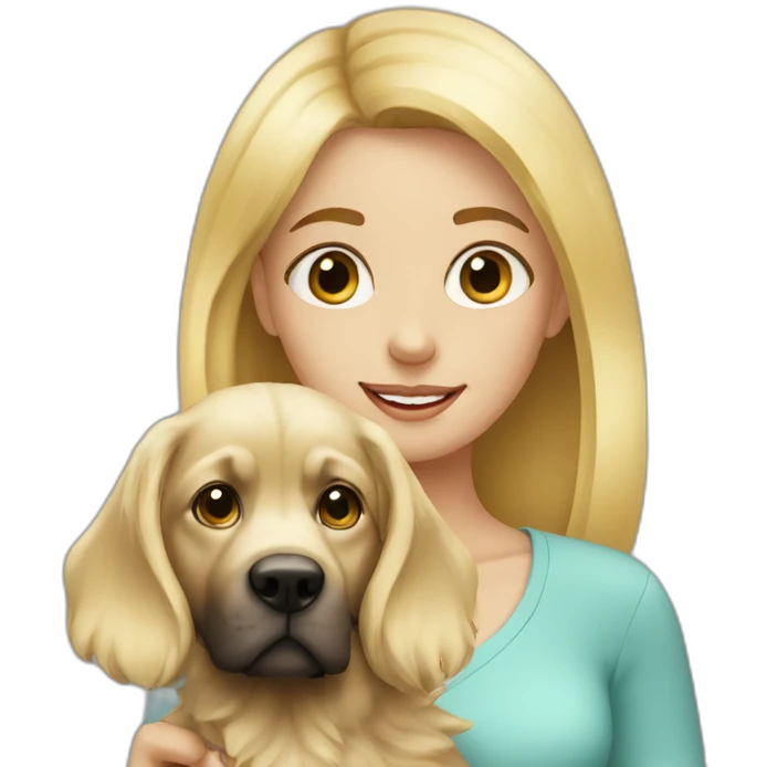 blond girl with a dog emoji