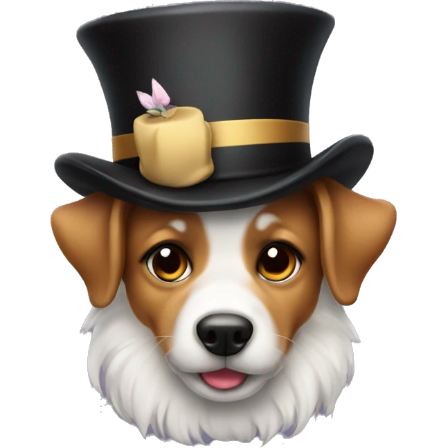 a cute dog with tophat emoji