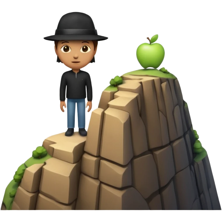 A 3D emoji of a person standing at the edge of a steep cliff in Apple style. The person faces forward, close to the edge, showing a sense of height and danger. Clean, glossy Apple-style rendering, isolated on white background.


 emoji