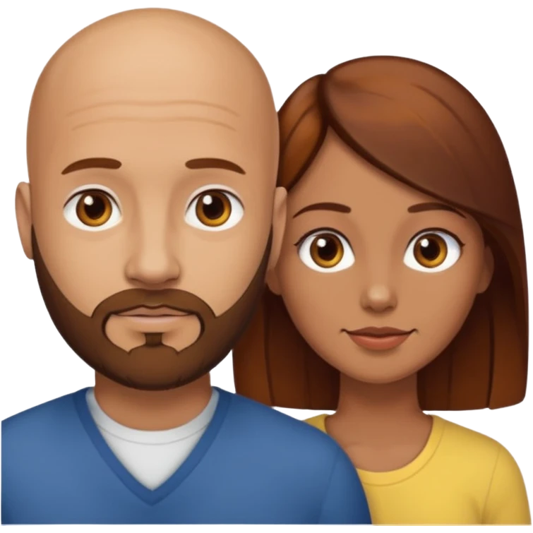 Couple. A bald man with brown beard and a girl with dark yellowish brown auburn hair. emoji