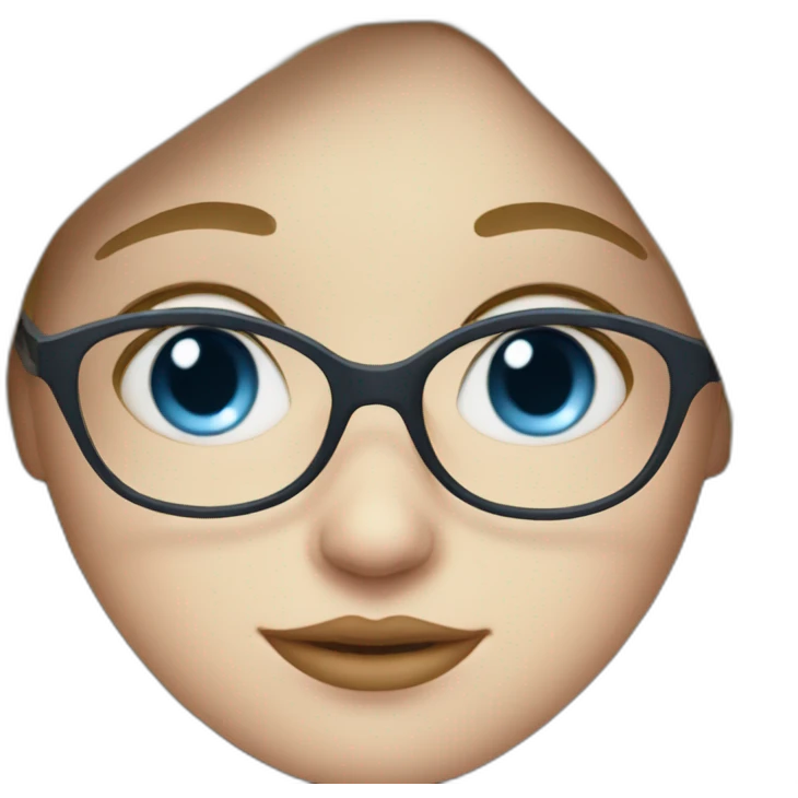 girl with blue eyes , fringe white ,skin and a little cheek and glasses emoji