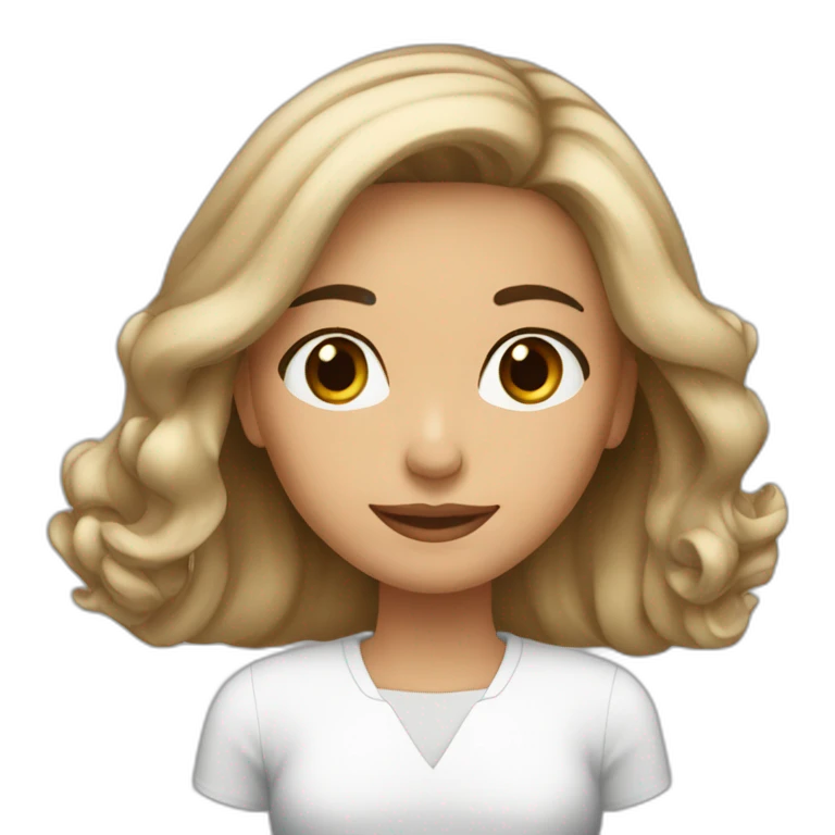 Mujer blanca cabello largo medio cafe emoji