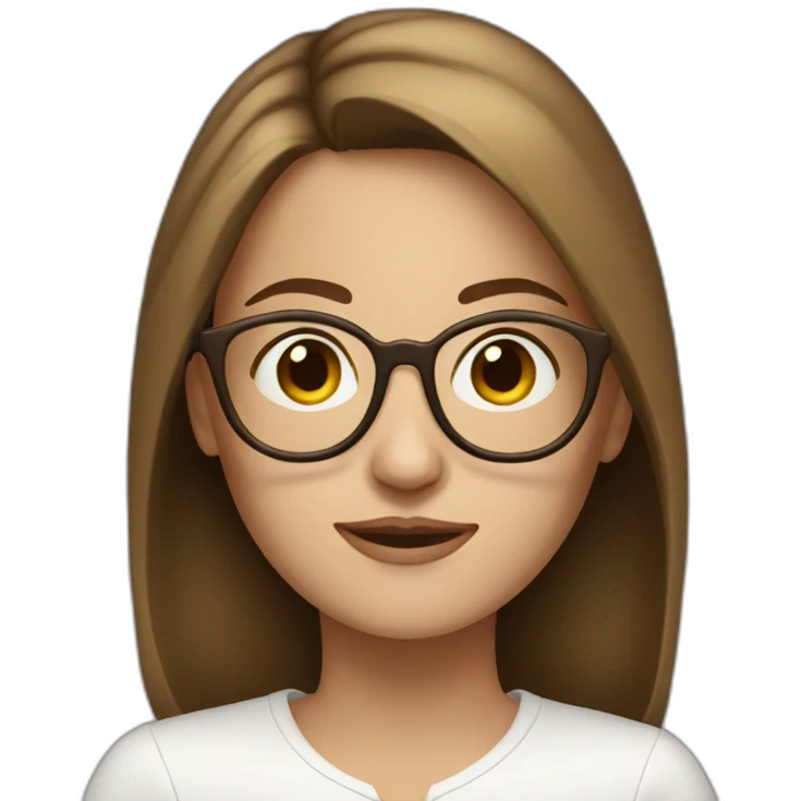white women, brown hair, big round glasses emoji