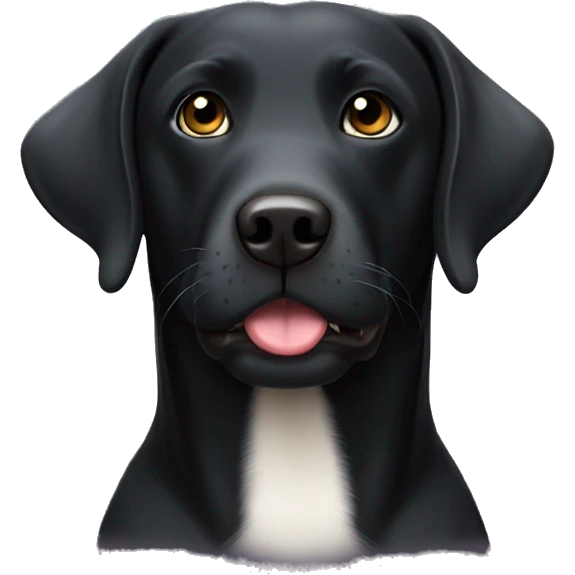 black labrador with white chest blowing heart emoji