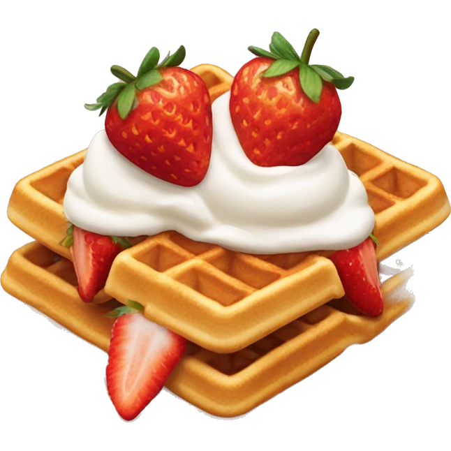 Waffle with strawberries and cream emoji