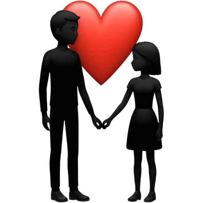 silhouette of two people, one taller, one smaller, with a heart between them emoji