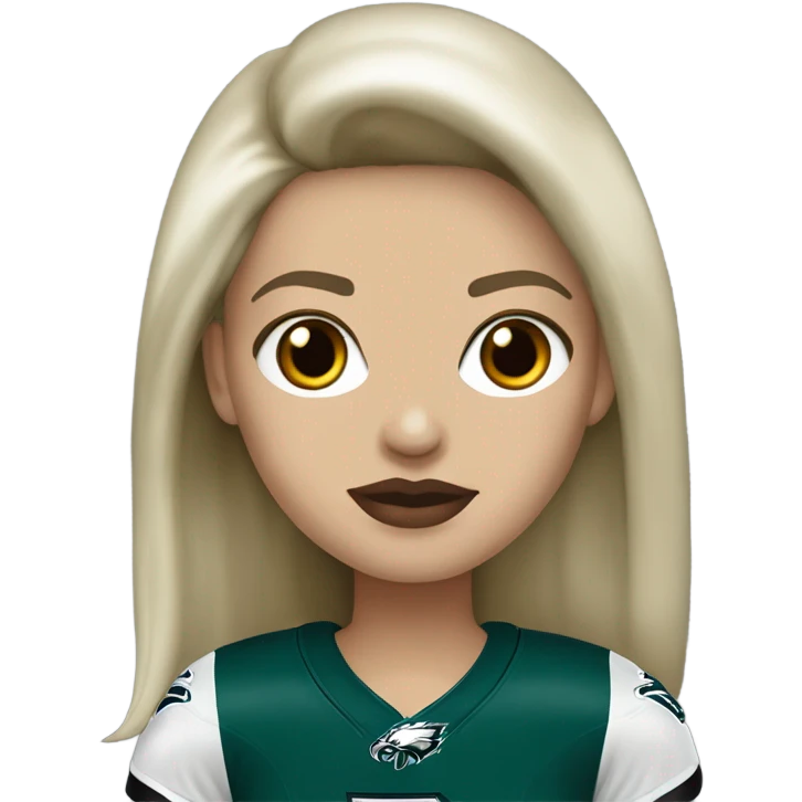  White skin female dark hair red lips wearing Philadelphia Eagles jersey emoji