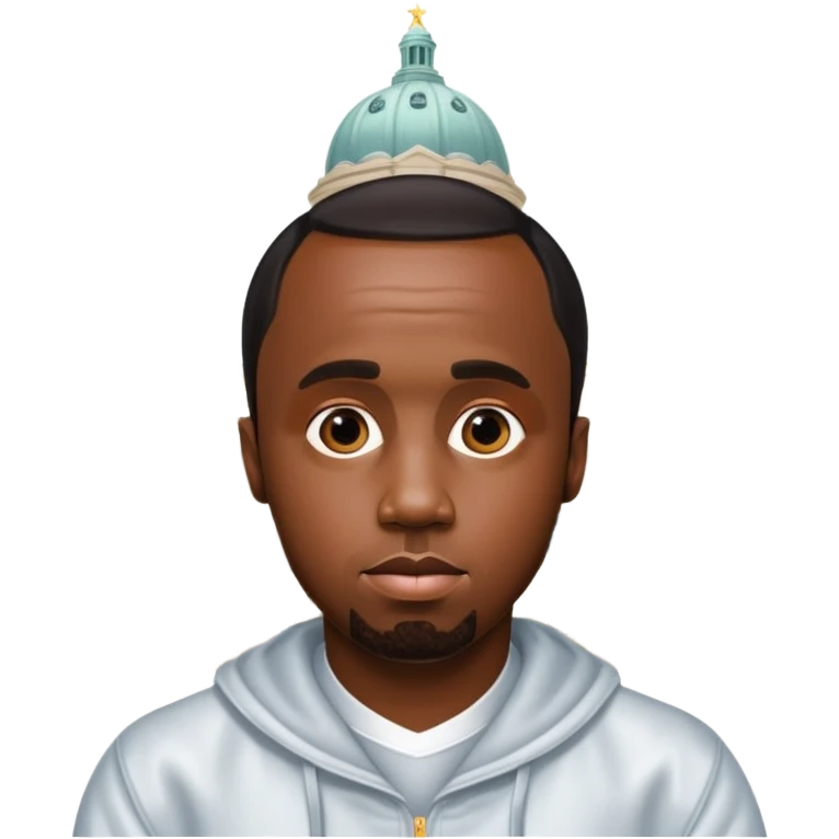 P Diddy with shiny skin from baby oil, in front of an Ohio landmark emoji