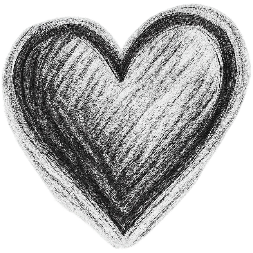 heart with a painterly charcoal sketch effect emoji