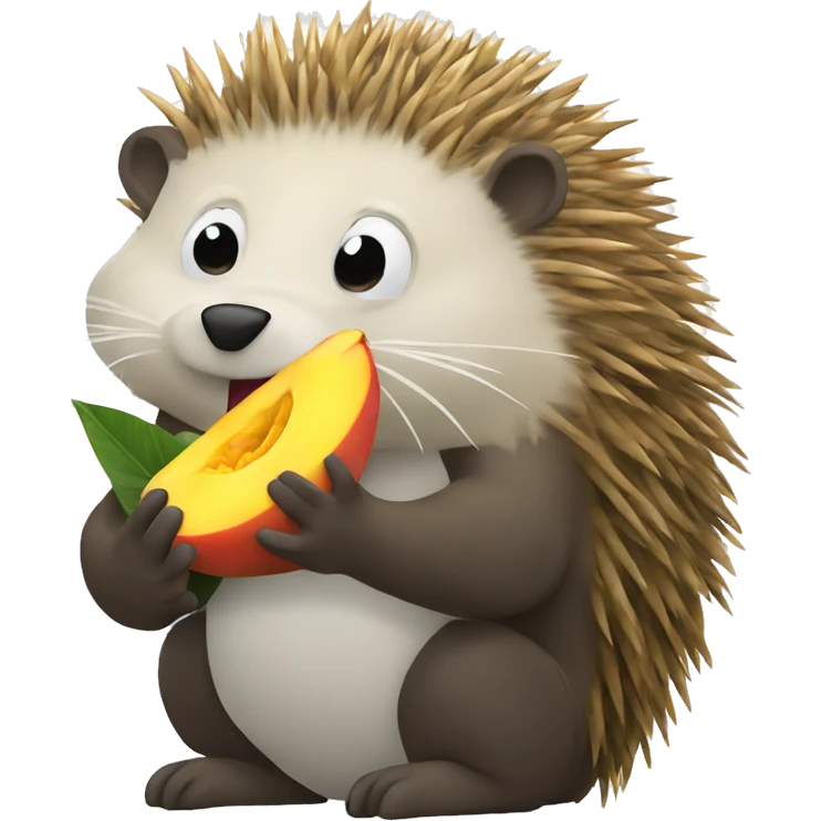 Porcupine eating a mango emoji