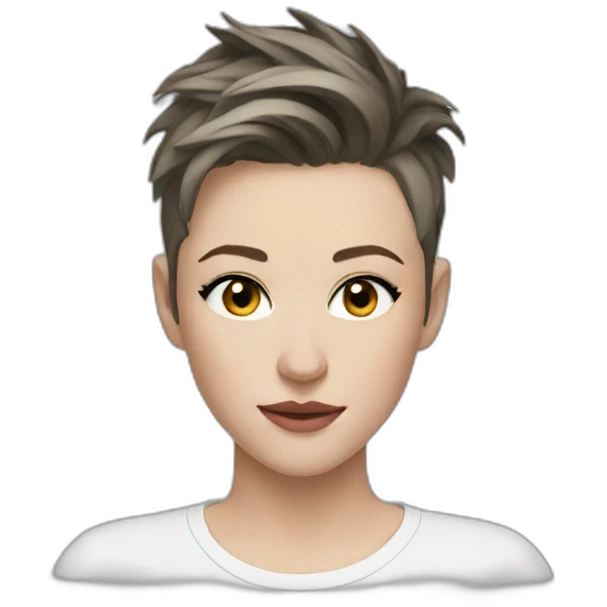 Kristen stewart short hair wearing round neck t-shirt emoji