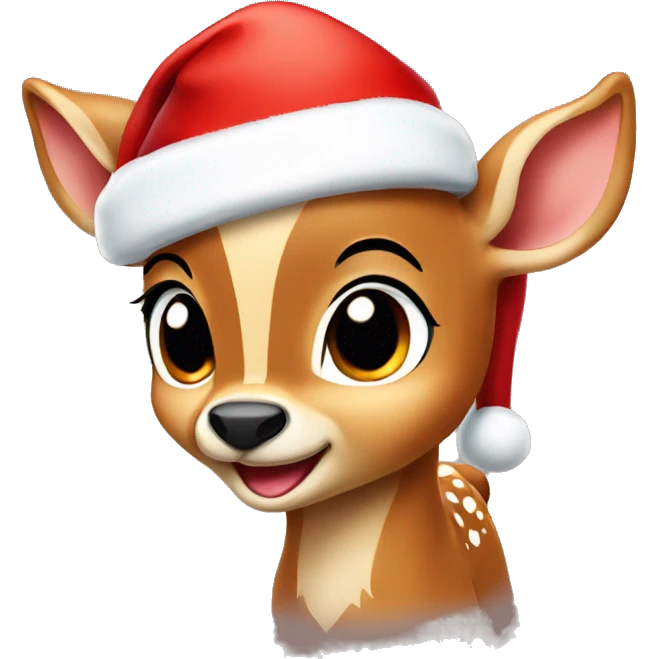 cute animated bambi with a santa hat emoji