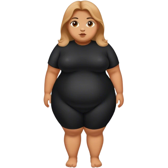 obese girl in all black clothing emoji