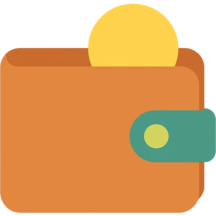 wallet color icon with a coin peeking out emoji