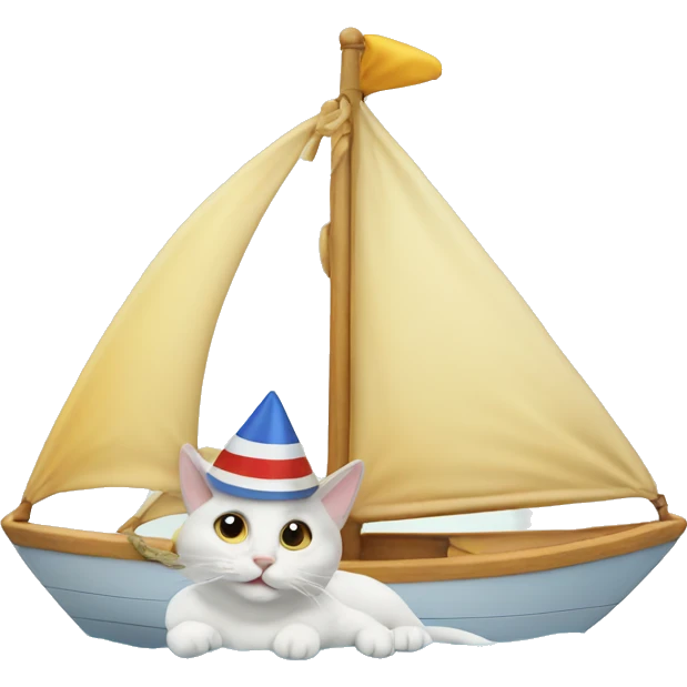 cat wearing a birthday hat on a sailboat emoji