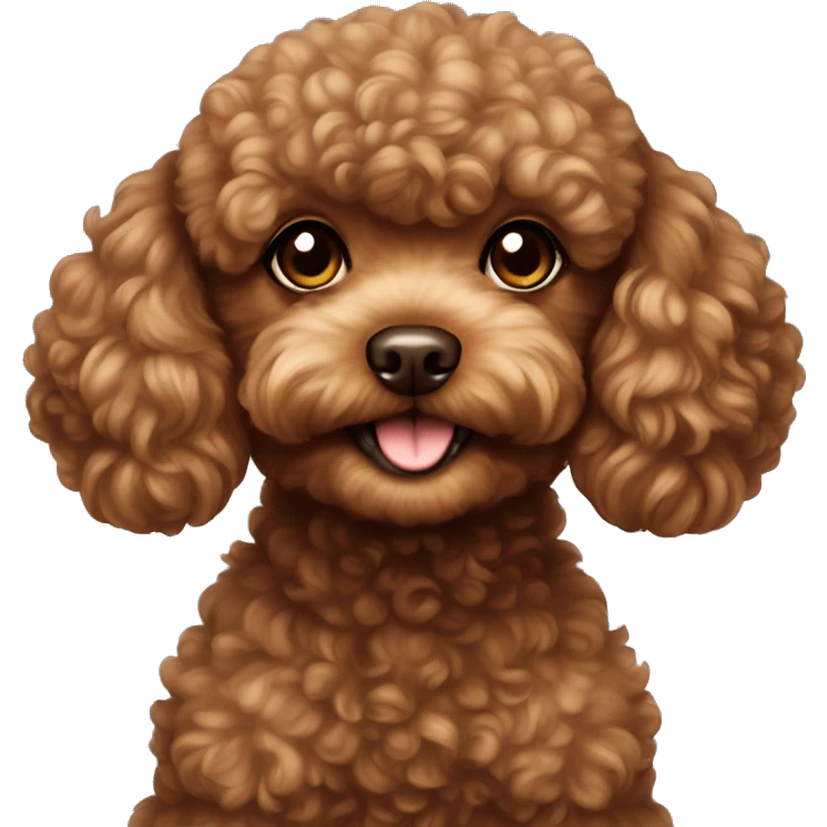 Brown toy poodle with her belly up emoji