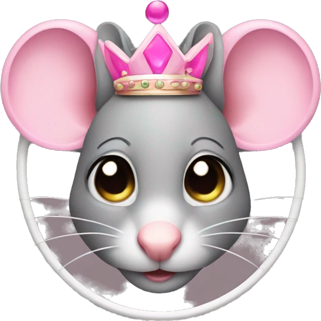 Mouse with pink crown long eyelashes and hoop earrings  emoji