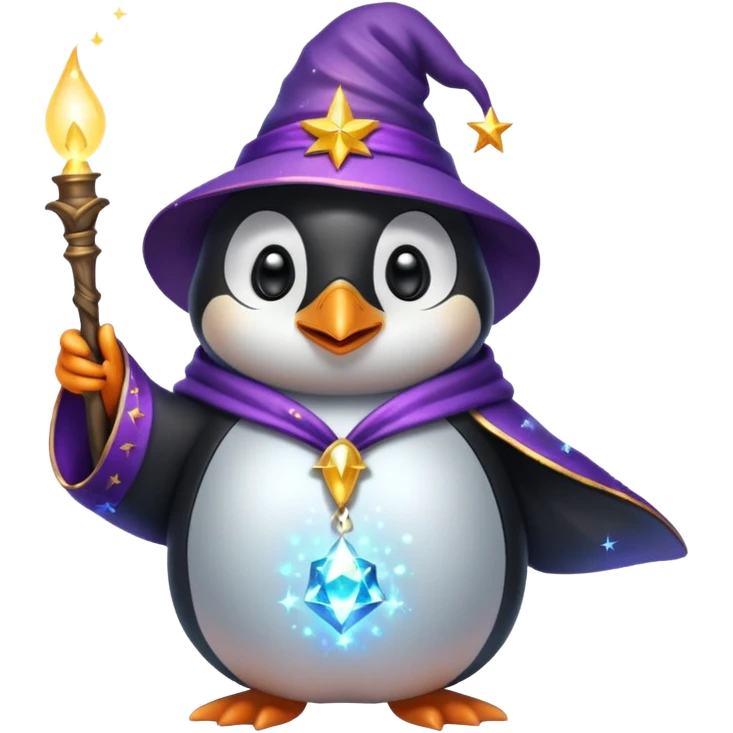 penguin wizard casting a spell sparkles emoji