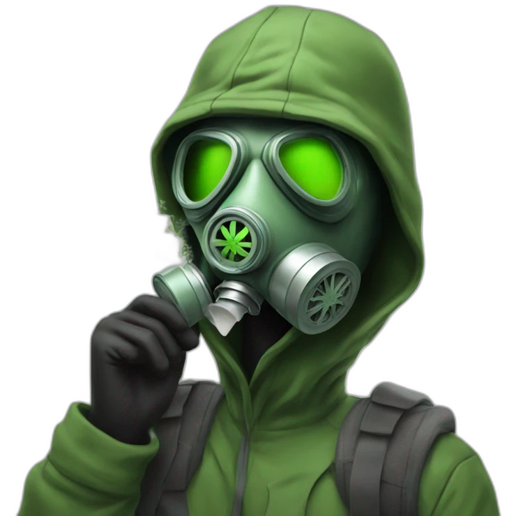 Gas mask guy smoking weed emoji