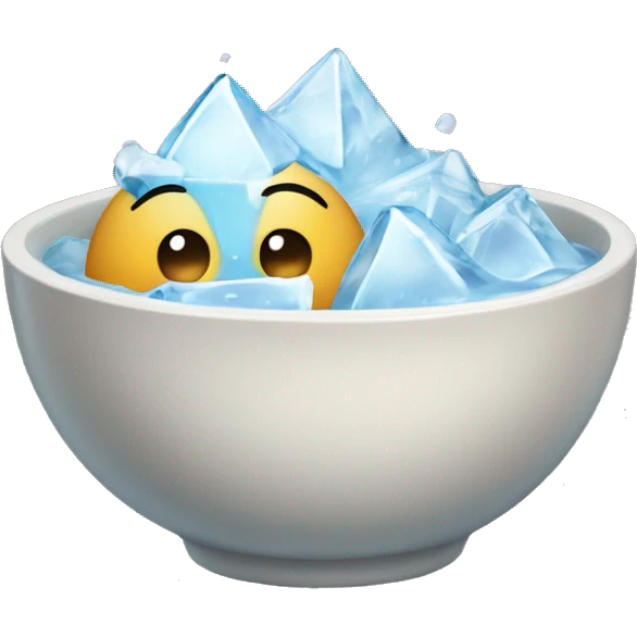 cute animated bowl with water and ice cubes  emoji