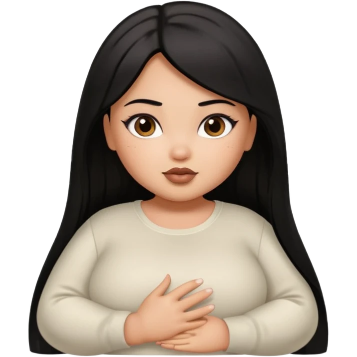 fat brown pretty bratz girl with black straight hair and white full sleeve emoji