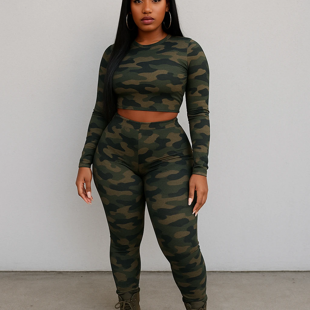 realistic full body camo baddie redbone, face included  emoji