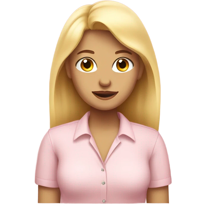 blonde woman. light pink shirt. mood swings. emoji