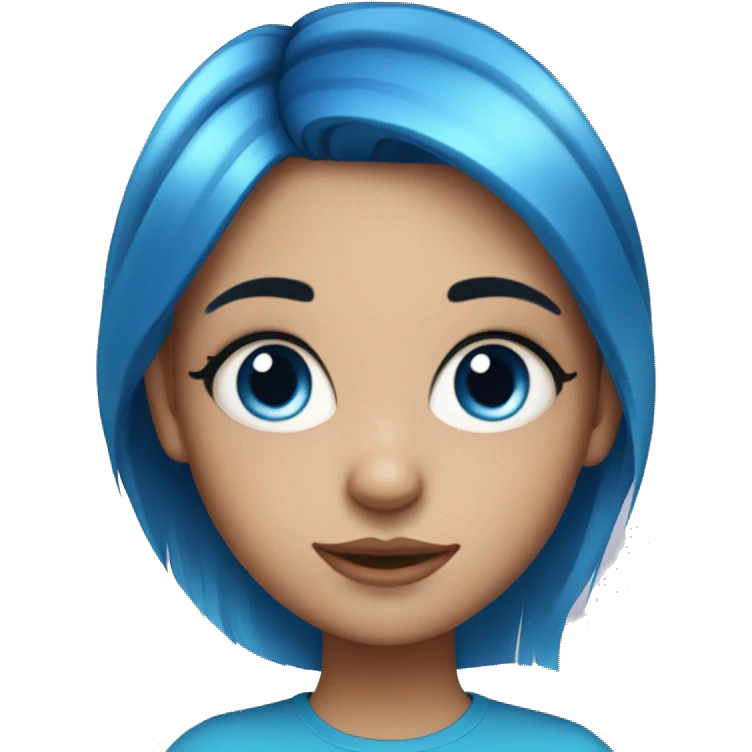blue hair girl with blue eyes and eyeliner emoji