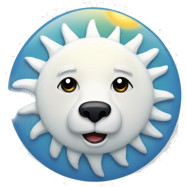 Sun with polar bear face inside emoji