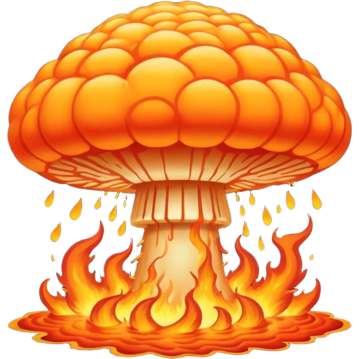 Can we make a nuclair bomb musroom cloud emoji, and make it very nuclair. Like everything on the world will burn and explode and stuff. So you will never survive this thing okay? emoji