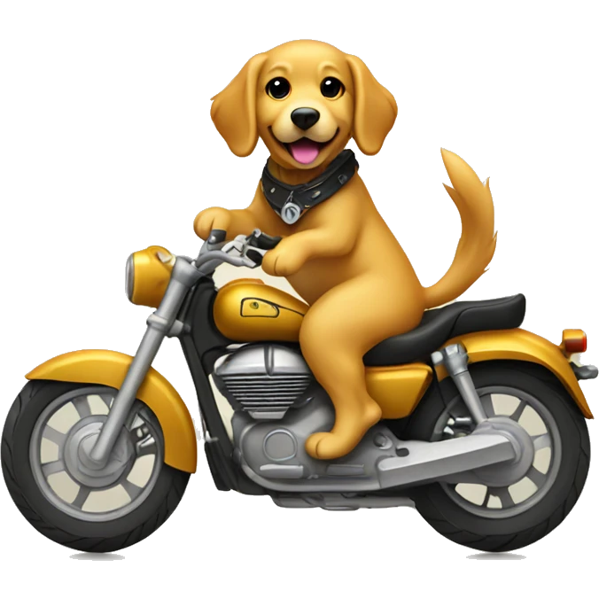 Golden retriever riding motorcycle  emoji